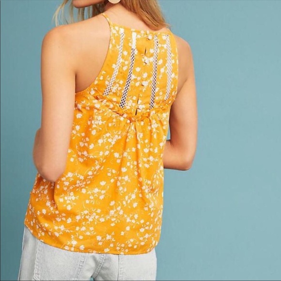 Anthropologie/ Maeve yellow floral tank size S - Picture 5 of 8